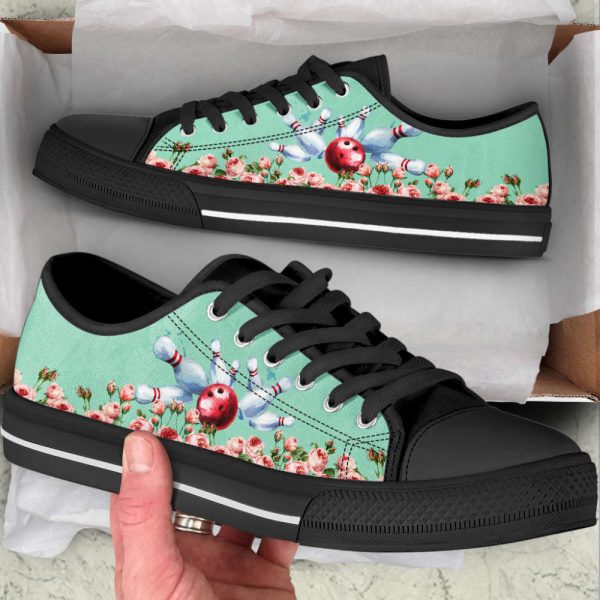 Stylish Bowling Flower Low Top Shoes – Canvas Print Lowtops