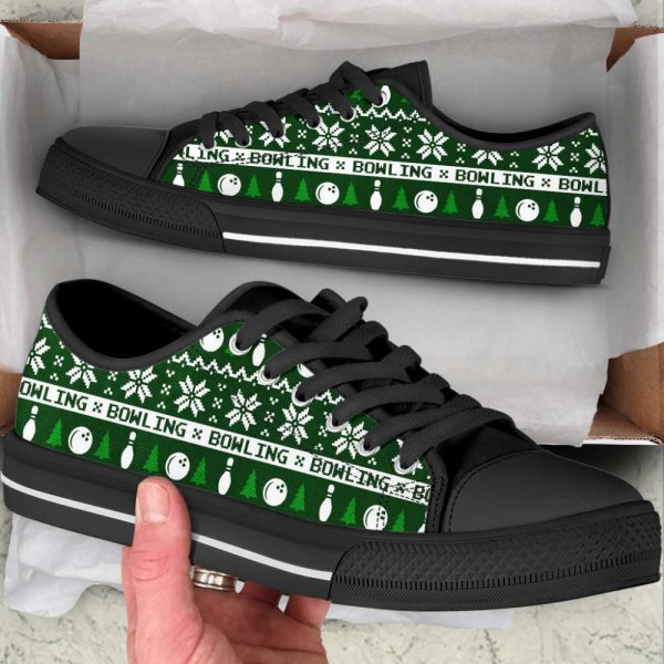Bowling Knitted Christmas Low Top Shoes Canvas Print Shoes