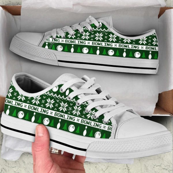 Bowling Knitted Christmas Low Top Shoes Canvas Print Shoes