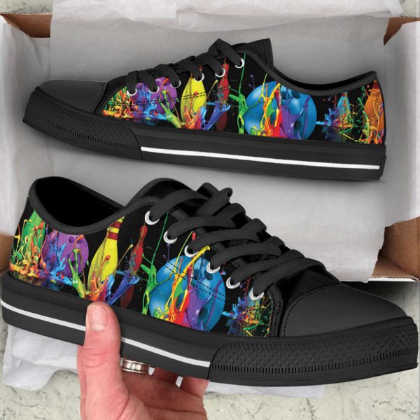 Colorful Bowling Paint Art Low Top Shoes: Fashionable Canvas Print