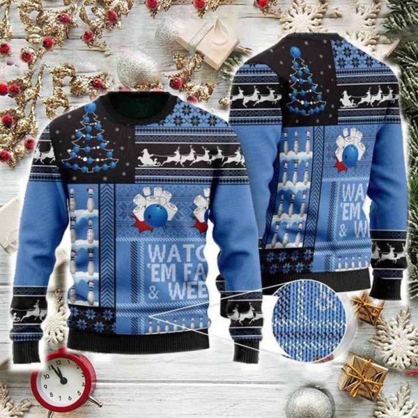 Bowling Watch ’em Fall & Weep Ugly Christmas Sweater, Gift For Christmas