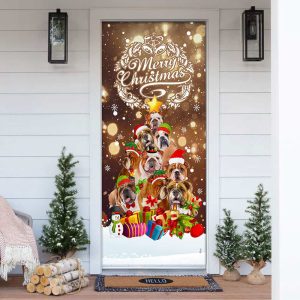 Boxer Dog Merry Christmas Door Cover…