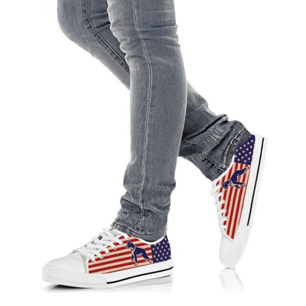 Boxer Dog USA Flag Low Top Shoes Canvas Sneakers Casual Shoes