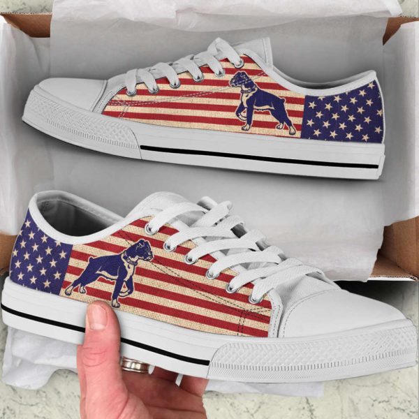 Boxer Dog USA Flag Low Top Shoes Canvas Sneakers Casual Shoes