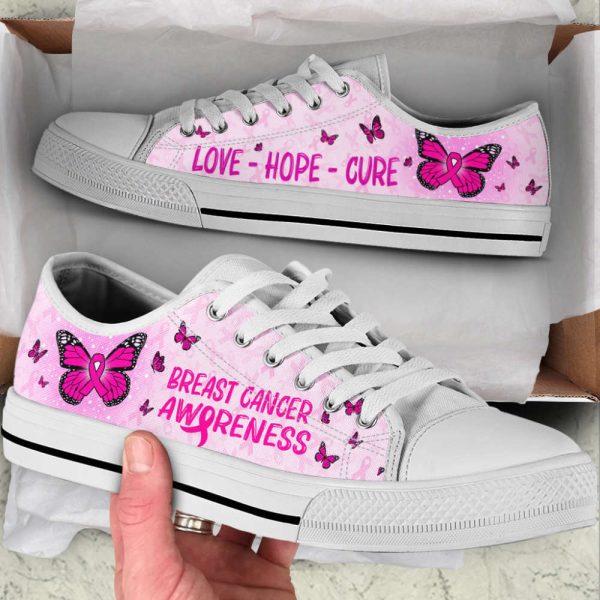Breast Cancer Shoes With Butterfly Version Low Top Shoes Canvas Shoes