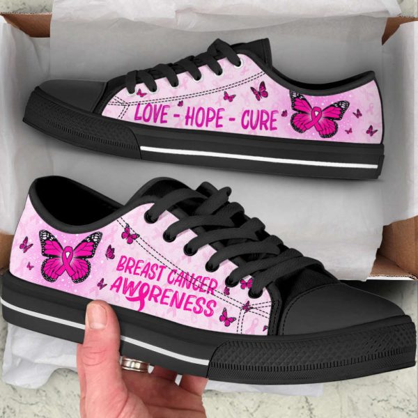 Breast Cancer Shoes With Butterfly Version Low Top Shoes Canvas Shoes