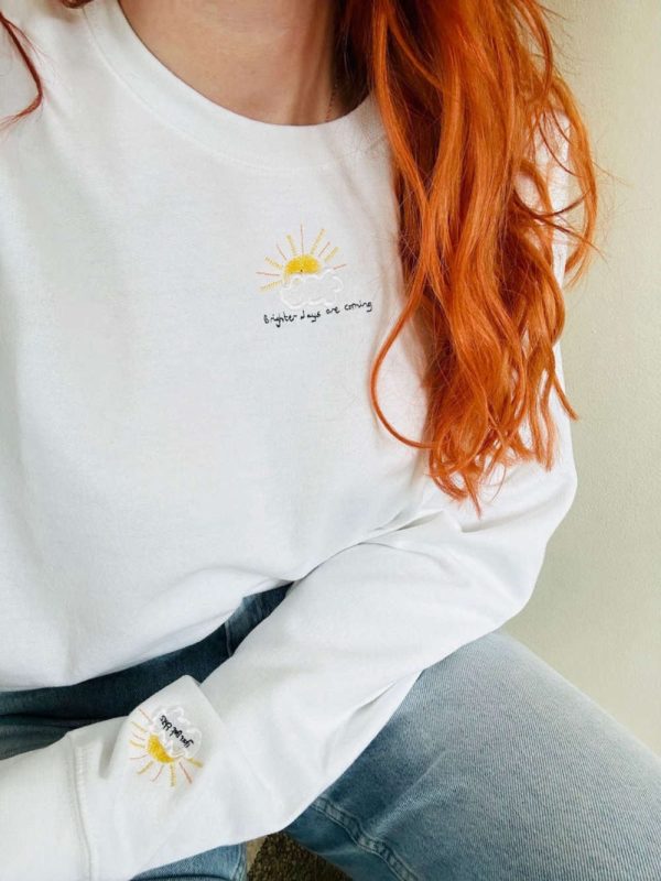 Brighter Days Embroidered Sweatshirt 2D Crewneck Sweatshirt For Men Women