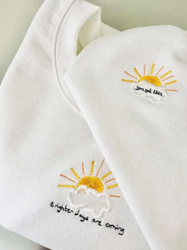 Brighter Days Embroidered Sweatshirt 2D Crewneck Sweatshirt For Men Women