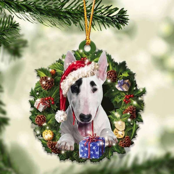 Bull Terrier And Christmas  Ornament 2023 Christmas Tree Ornaments, Gift For Dog Lover