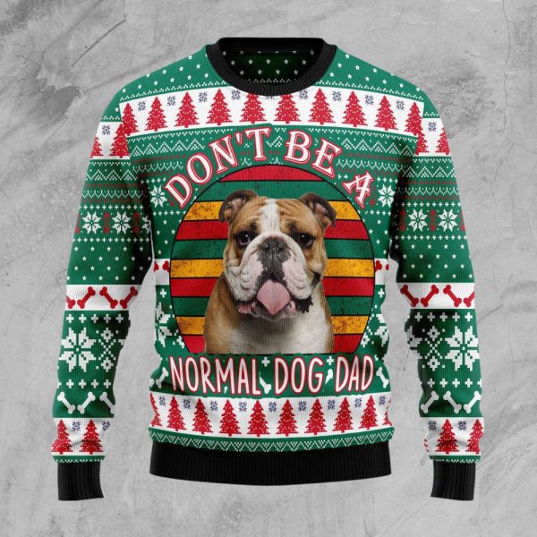 Bulldog Dog Dad Ugly Christmas Sweater For Men & Women, Gift For Dog Lover