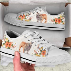 Bulldog Embroidery Floral Low Top Shoes…