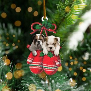 Bulldog In Gloves Christmas Ornament Dog…