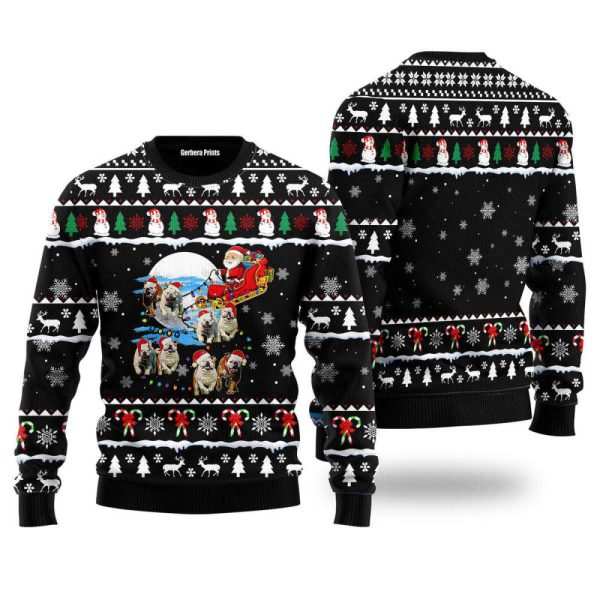 Bulldog Pointer Santa On Highway Ugly Christmas Sweater For Men & Women