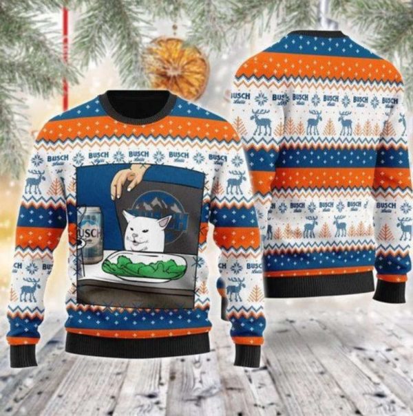 Busch Latte Cat Meme Ugly Christmas Sweater, Christmas Gift For Pet Lover