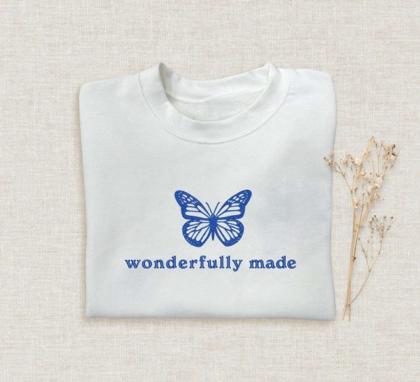 Butterfly Embroidered   Sweatshirt 2D Crewneck Sweatshirt For Men And Women