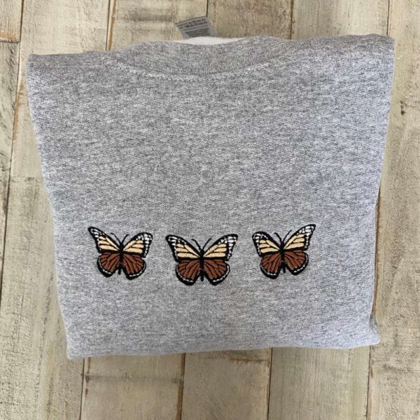 Butterfly Embroidered Sweatshirt 2D Crewneck Sweatshirt For Men Women