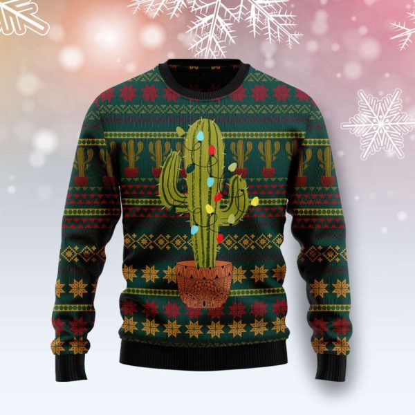 T309 Cactus Christmas Ugly Christmas Sweater by Noel Malalan