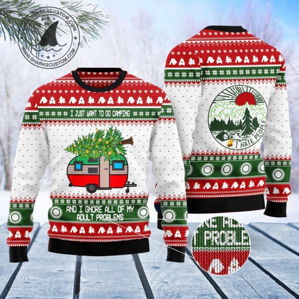 T1711 Camping Christmas Ugly Christmas Sweater by Noel Malalan