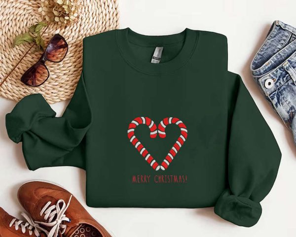 Candy Cane Embroidered Sweatshirt, Candy Cane Sweatshirt, Christmas Gift