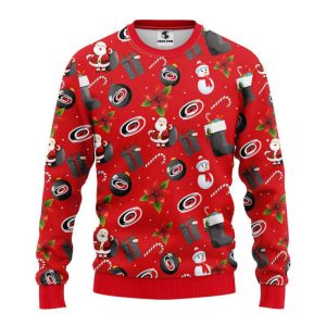 carolina hurricanes santa claus snowman christmas ugly sweater for christmas .jpeg