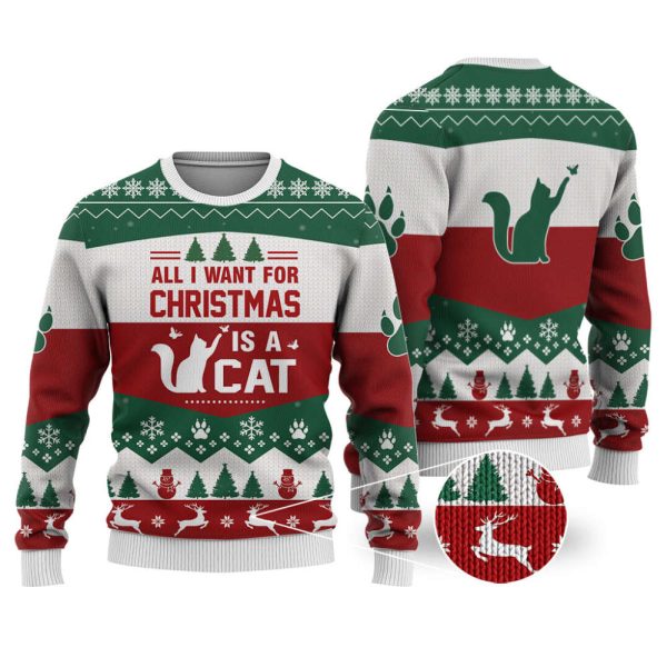 Cat All I Want For Christmas Sweater, Best Christmas Gift For Pet Lover