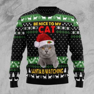 Cat Be Nice Ugly Christmas Sweater,…