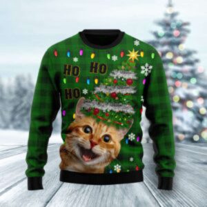 Cat Christmas Tree Ugly Christmas Sweater,…