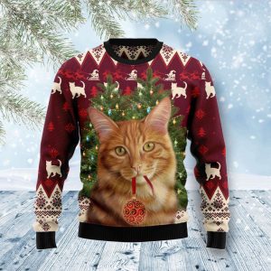 Cat Decor Pine Ugly Christmas Sweater,…