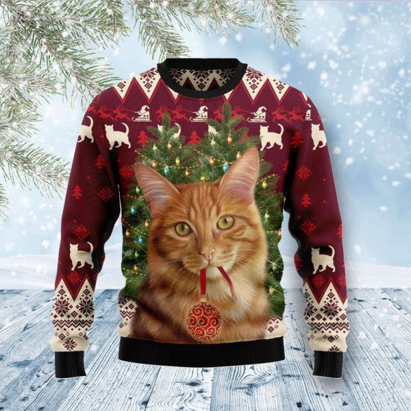 Cat Decor Pine Ugly Christmas Sweater,  For Men & Women, Best Gift For Christmas