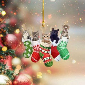 Cat In Sock Christmas Ornament Cute…