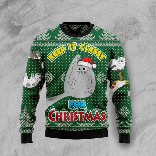 Cat Keep It Classy For Christmas Ugly Christmas Sweater, Gift For Christmas