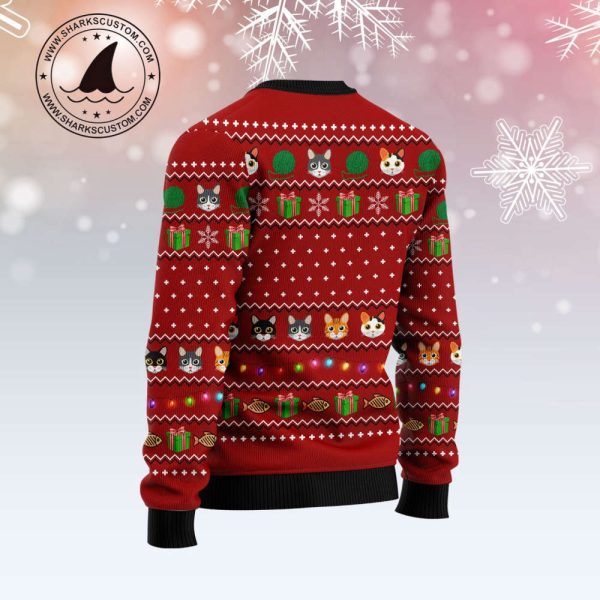 TY0211 Cat Light Ugly Christmas Sweater – Noel Malalan’s Christmas Signature