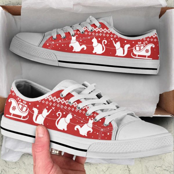 Cat Lover Shoes Christmas Reindeer Gift Car Low Top Shoes Canvas Shoes