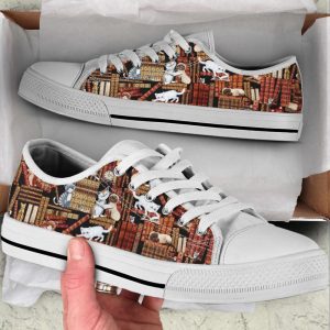 cat lover shoes in the library low top shoes canvas shoes print lowtop best shoes for men and women.jpeg