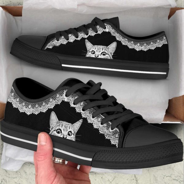Cat Lover Shoes Lace Fabric Low Top Shoes Canvas Shoes Print Lowtop