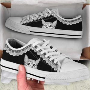 Cat Lover Shoes Lace Fabric Low…