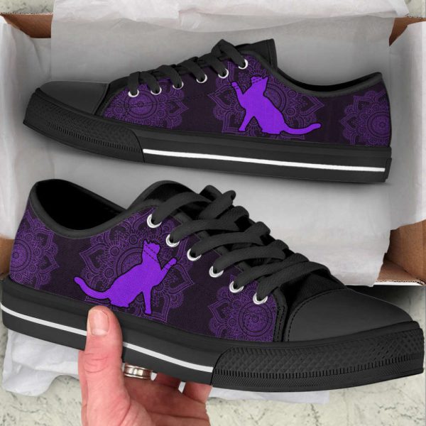 Cat Lover Shoes Mandala Purple Low Top Shoes Canvas Shoes Print Lowtop