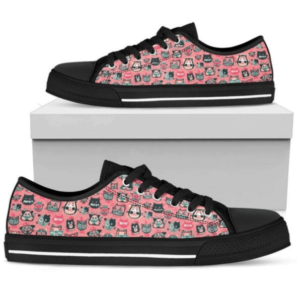 Cat LoverWomen’s Painted Vintage Style Low Top Shoes  PN205367Sb