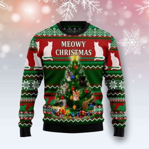 Cat Meowy Ugly Christmas Sweater, For…