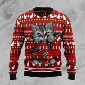 Cat Scratch Ugly Christmas Sweater, Best…