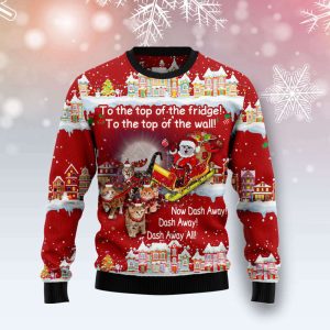 Cat Sleigh Christmas Ugly Christmas Sweater,…