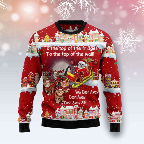 Cat Sleigh Christmas Ugly Christmas Sweater, Best Gift For Christmas