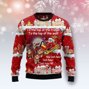 Cat Sleigh Ugly Christmas Sweater, Gift…