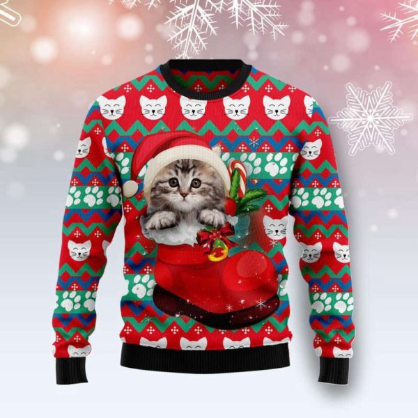 Cat Socks Ugly Christmas Sweater,  For Men & Women, Best Gift For Christmas