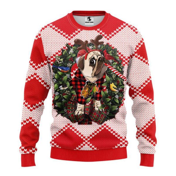 Chicago Blackhawks Pub Dog  Christmas Ugly Sweater, Gift For Christmas