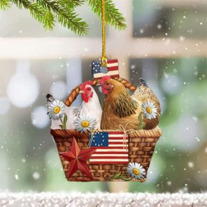 Chicken Christmas Ornament USA Flag Chicken…