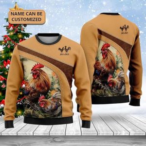 Chicken Christmas Sweaters, Unisex Crewneck Sweater,…