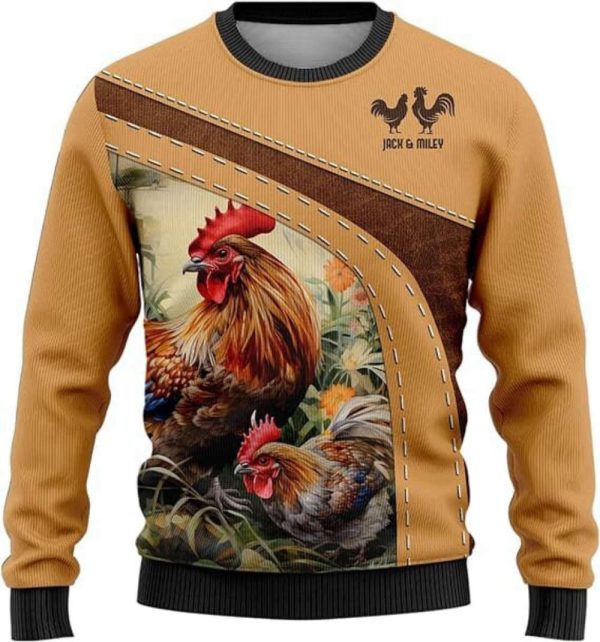 Chicken Christmas Sweaters, Unisex Crewneck Sweater, Best Gift For Christmas