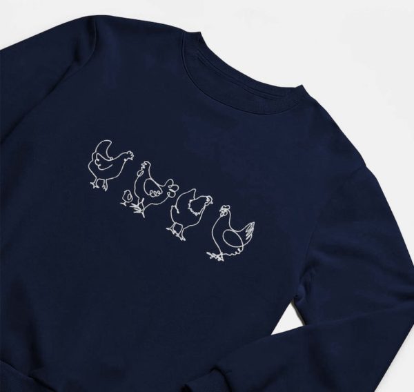 Chicken Embroidered Sweatshirt 2D Crewneck Sweatshirt For Men Women