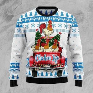 Chicken Life Ugly Christmas Sweater, Chicken…